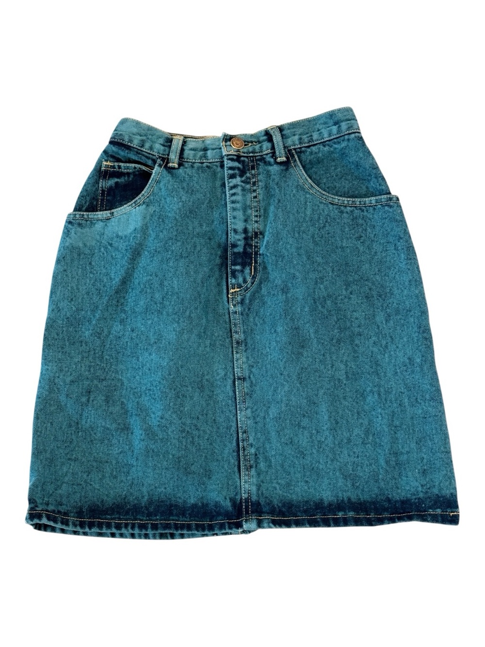 Vintage Guess Georges Marciano Teal Acid Wash Denim Mini Skirt XS Size 28 VTG